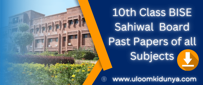 10th Class BISE Sahiwal Board Past Papers of all Subjects